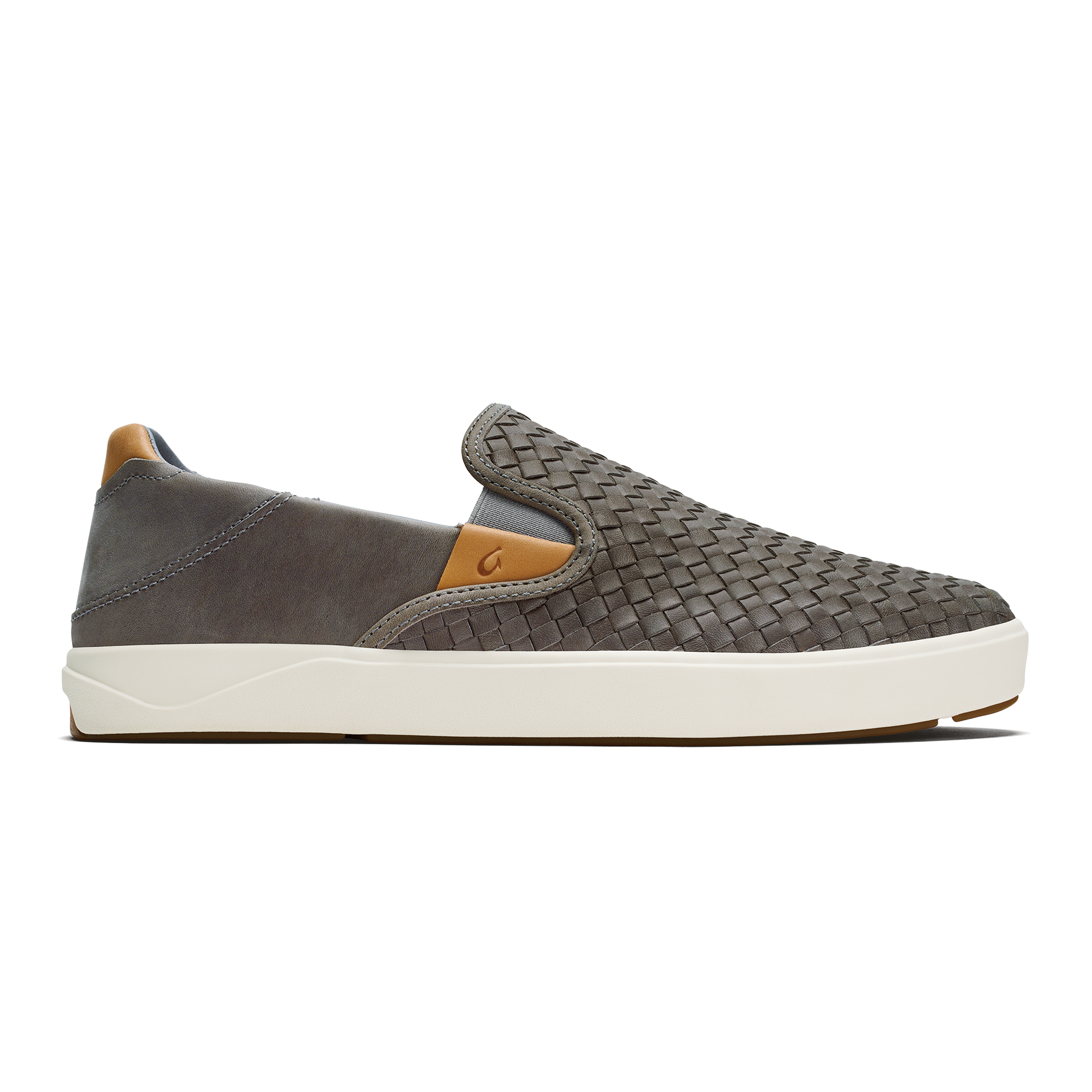 Lae ahi Lauhala Men s Leather Slip On Sneakers Ash OluKai