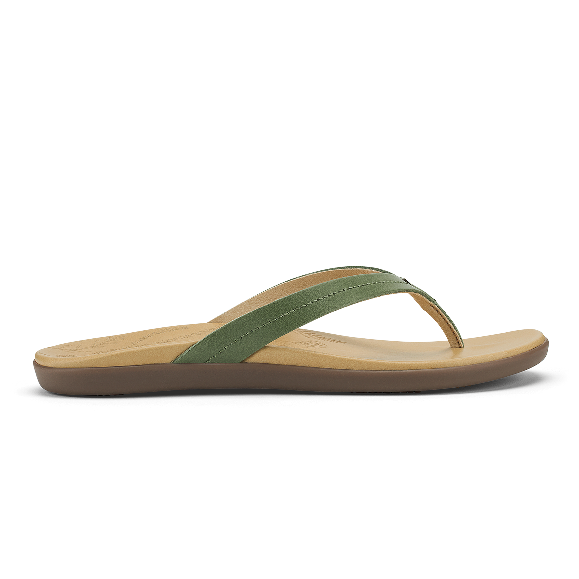 Honu Women's Leather Sandals - Green Olive / Golden Sand | OluKai