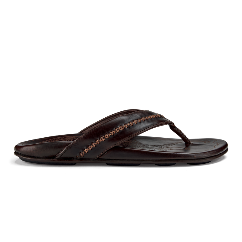 Mea Ola Men's Leather Beach Sandals - Dark Java | OluKai