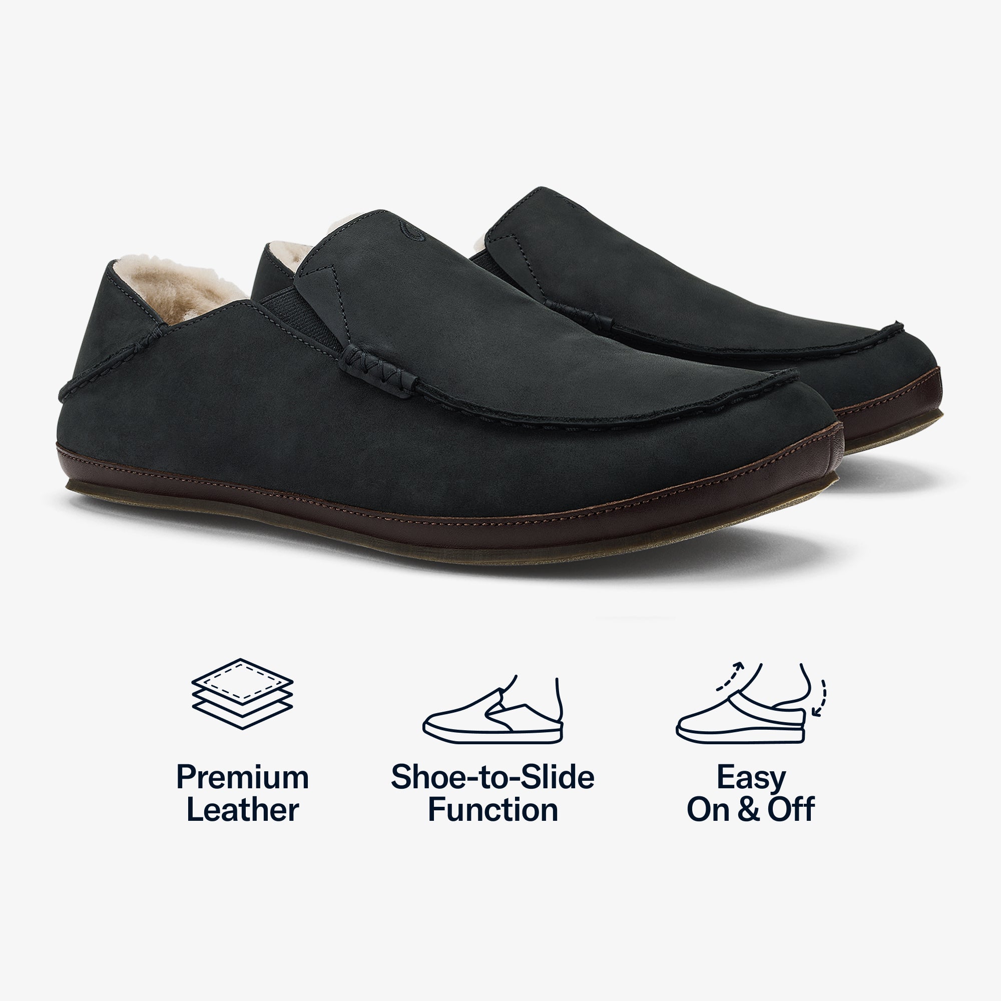 (取寄) オルカイ メンズ モロア スリッパ OluKai men Moloa Slipper Black/Dark Java Moloā Slipper - Black / Dk Java | OluKai
