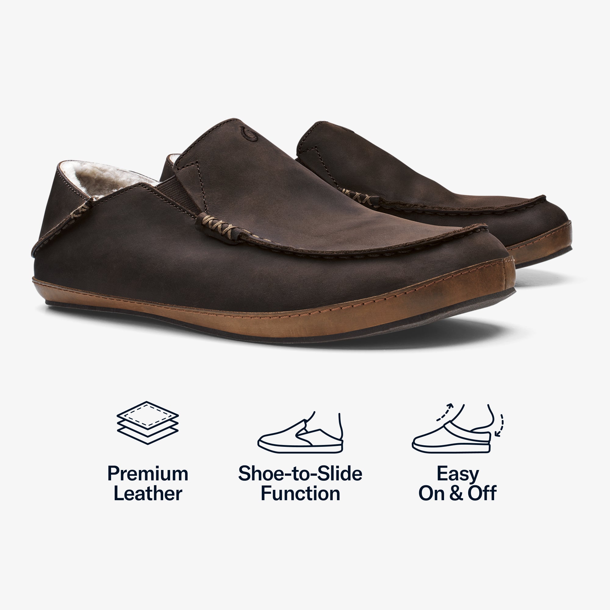 (取寄) オルカイ メンズ モロア スリッパ OluKai men Moloa Slipper Dark Wood/Dark Wood Moloā Men's Nubuck Leather Slippers - Dark Wood | OluKai