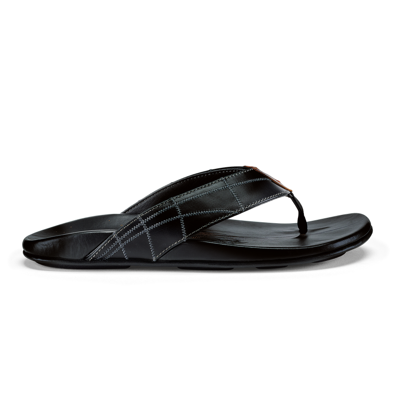 OluKai Hōkūle'a Kia - Black | Men's Leather Beach Sandals