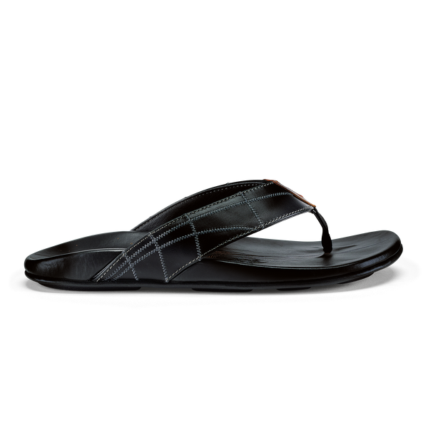 OluKai Hōkūle'a Kia - Black | Men's Leather Beach Sandals