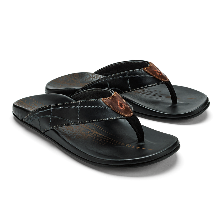 OluKai Hōkūle'a Kia - Black | Men's Leather Beach Sandals