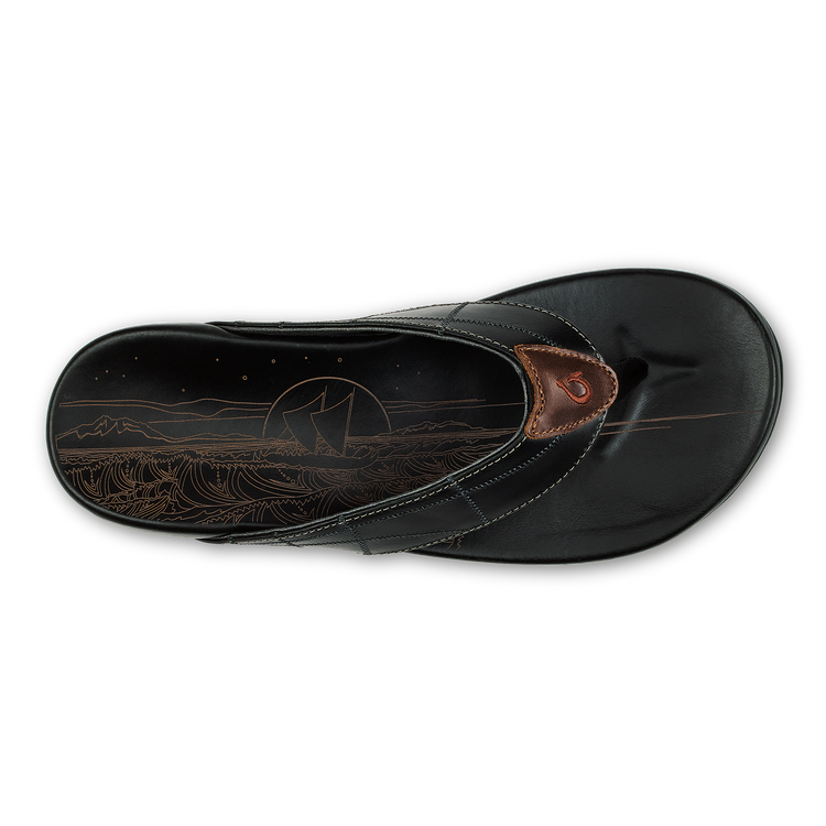 OluKai Hōkūle'a Kia - Black | Men's Leather Beach Sandals