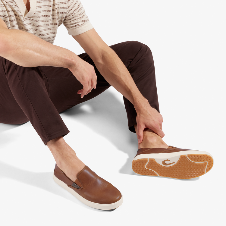 OluKai Laeʻahi Lī Lī Leather Sneakers Men\'s 9.5 Fox Brown Casual Shoes OluKai Men main image 2