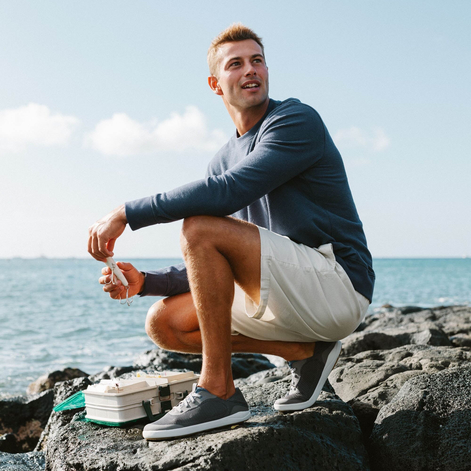 (取寄) オルカイ メンズ モク ペ OluKai men OluKai Moku Pae Pavement/Vintage Blue Moku Pae Men's Boat Shoes - Pavement / Vintage Blue | OluKai