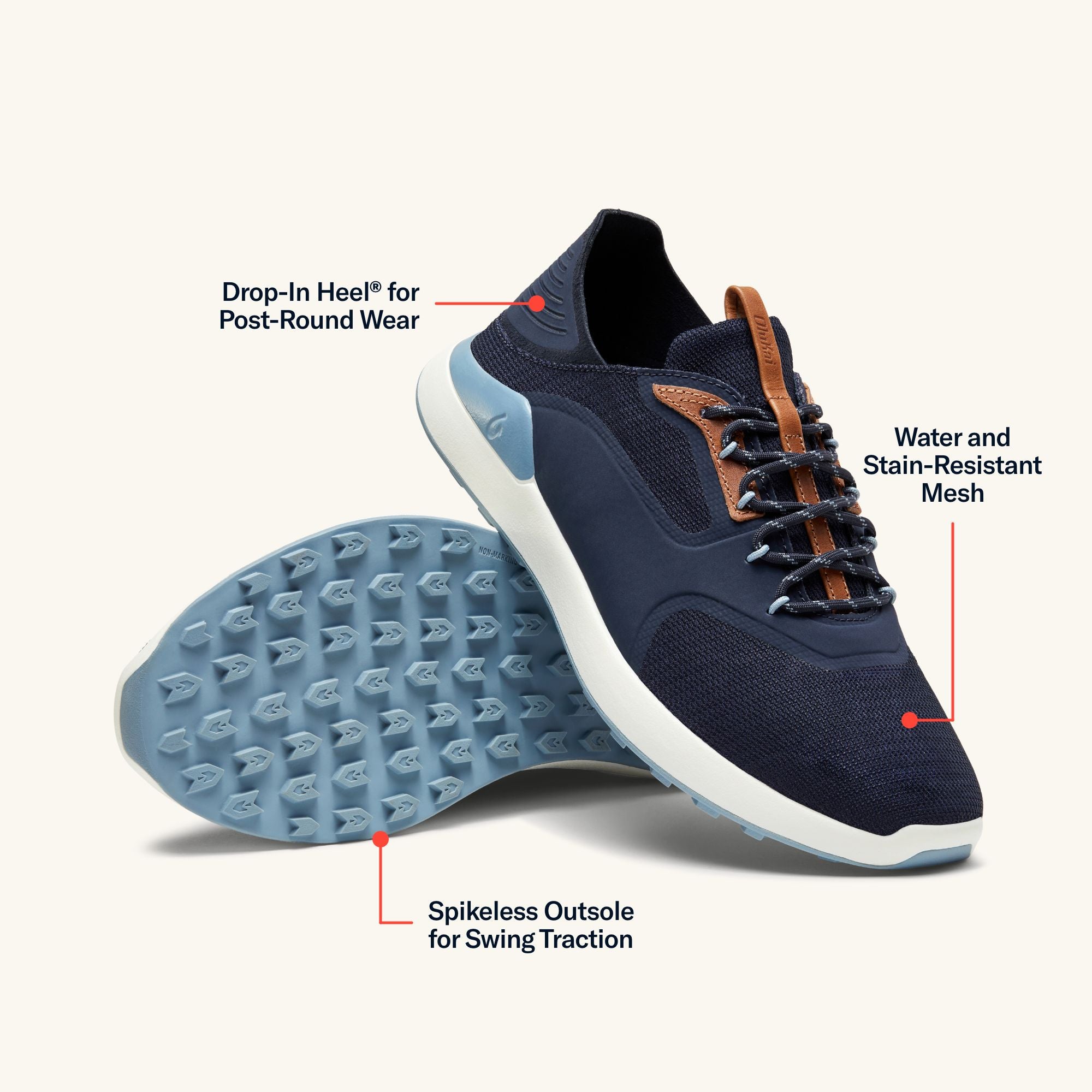 OluKai Kā'anapali Men's Golf Shoe - Trench Blue / Sea Ice | OluKai