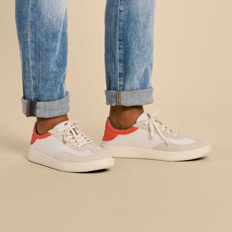 Olukai Men's Punini Shoe - 9 - Off White / Molten Orange