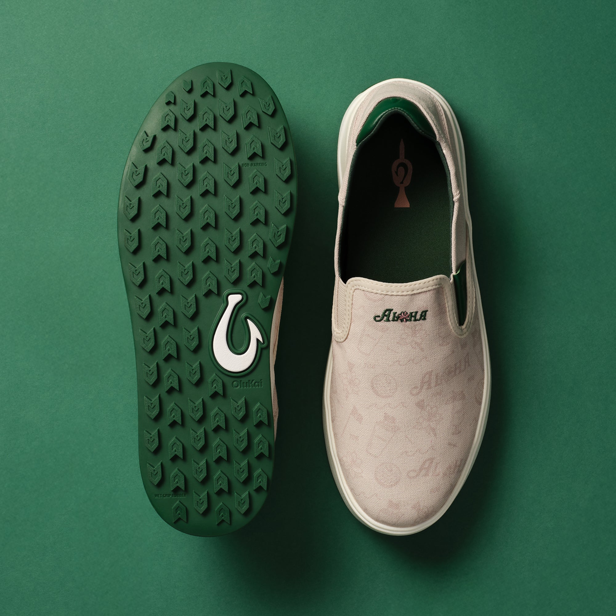 NWT Olukai Wai’alae Lone Palm Green Limited Edition Slip On Golf Shoes OluKai Exclusive & Limited Edition Lone Palm Collection  main image 3