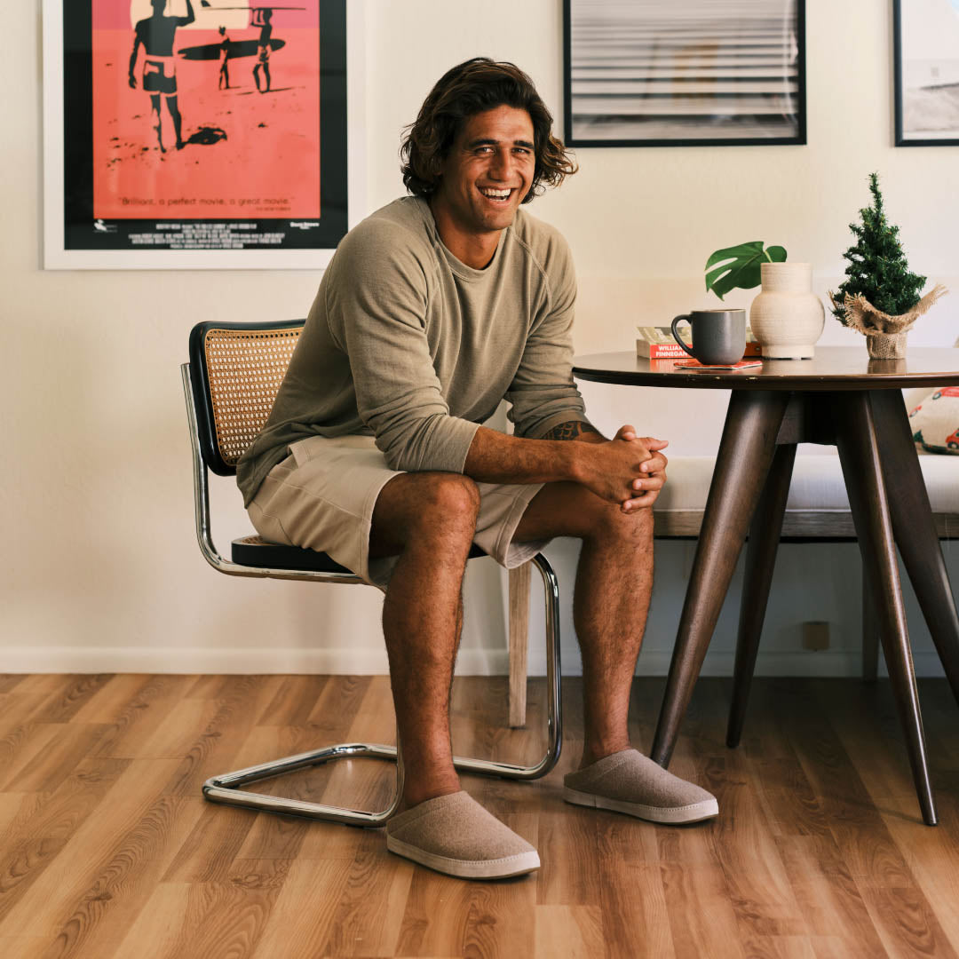 Hāmani Hulu Men's Wool Mule Slippers - Oatmeal | OluKai