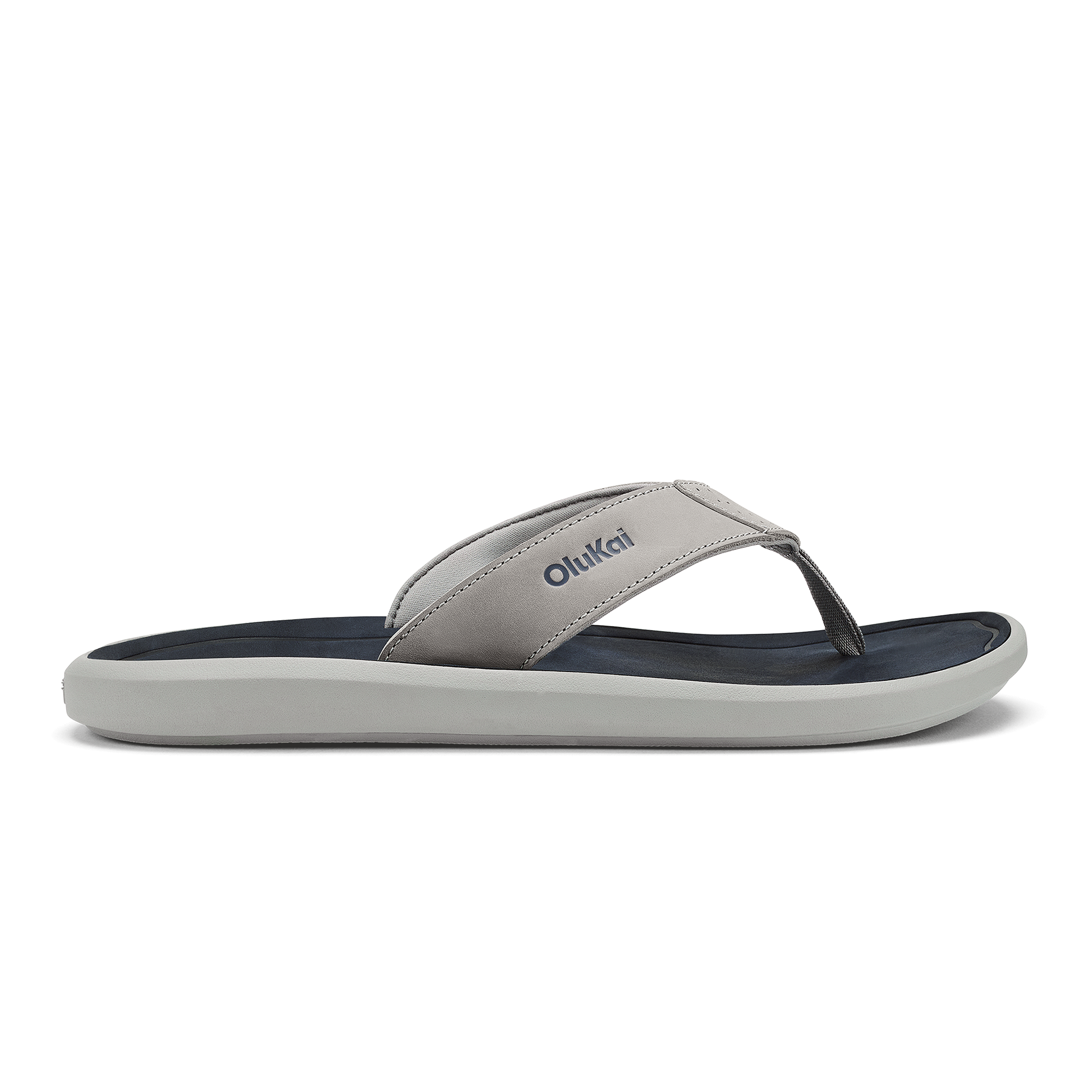 Pili Men’s Waterproof Leather Sandals - Ash / Mood Indigo | OluKai