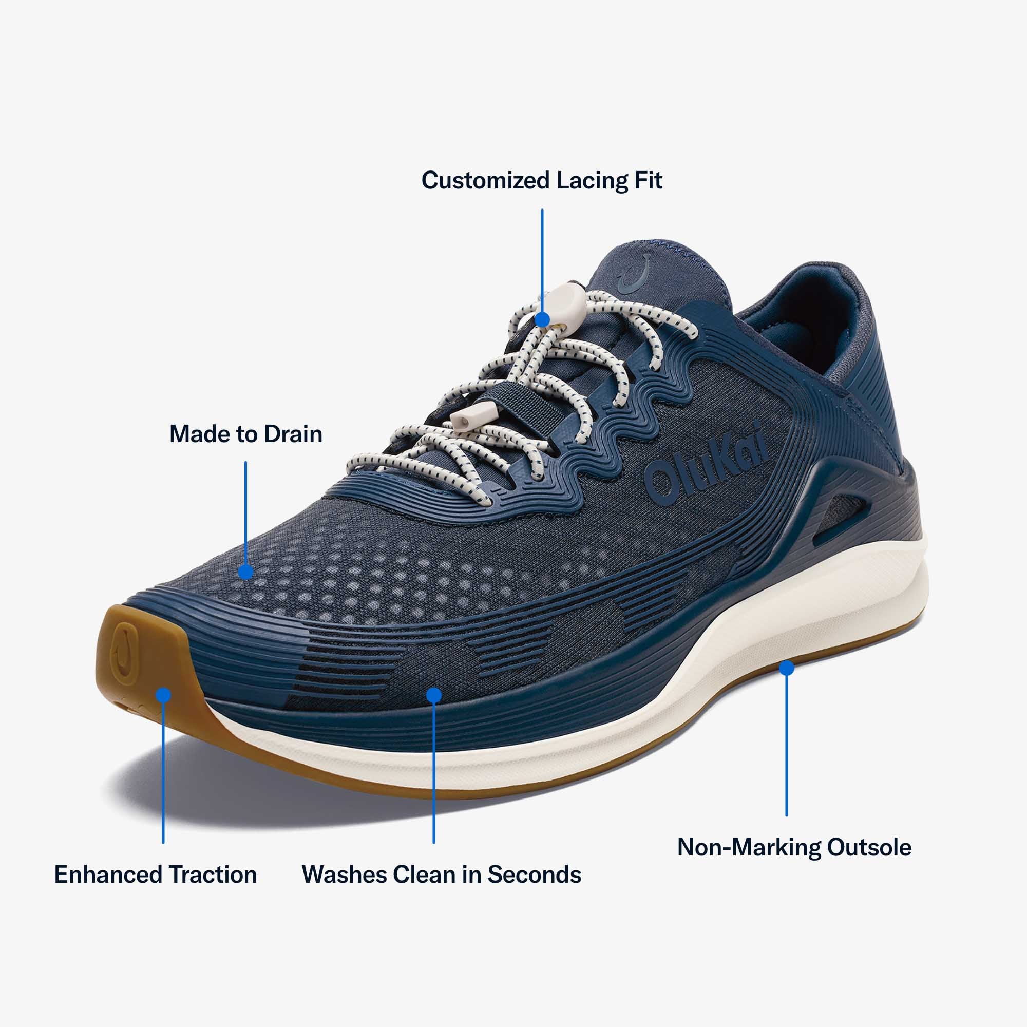 Ahi Men's Water Boat Shoes - Mood Indigo / Coastal Blue | OluKai