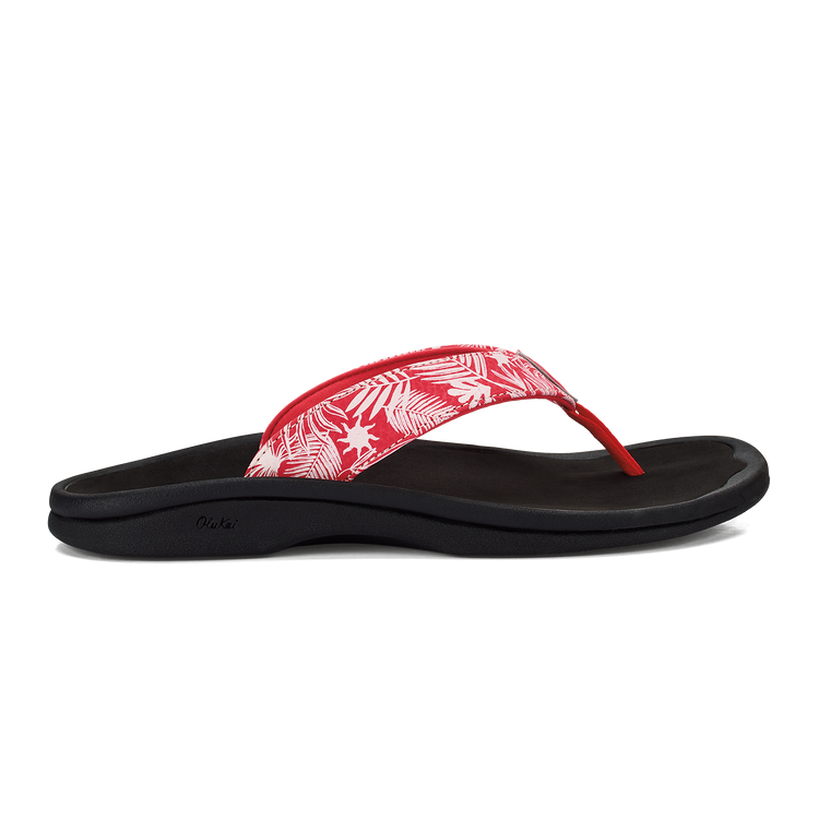 Ohana Women's Beach Sandals - Lehua Flower / Onyx