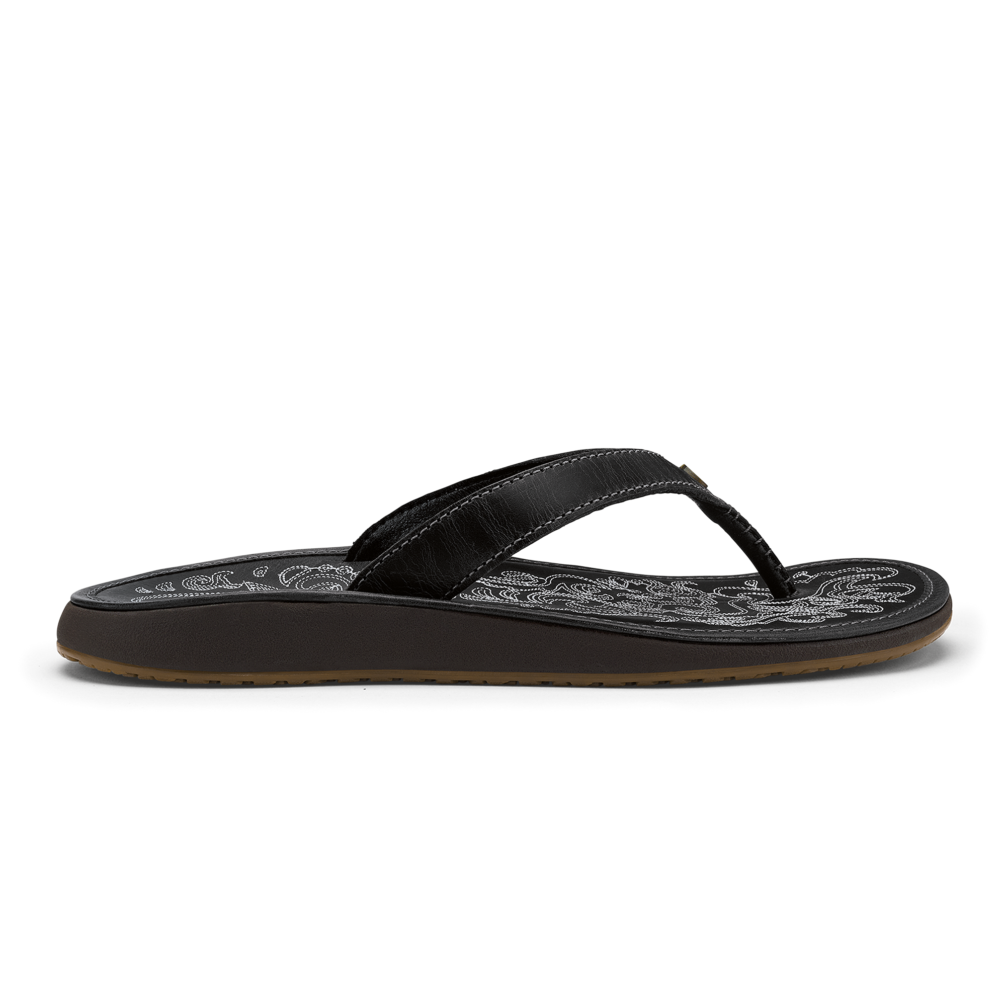Honu Women's Leather Beach Sandals - Black | OluKai