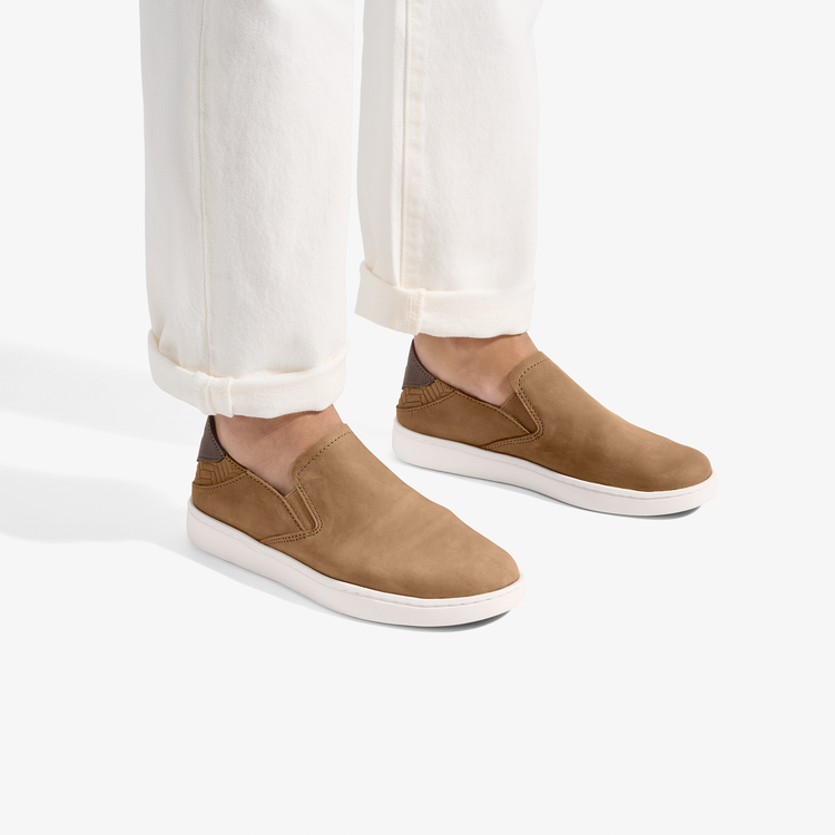 Brown Leather Slip-On Sneakers with Cream Soles HOURS B1 Herman Slip-On Cocoa Skate Shoes | HOURS IS YOURS main image 2