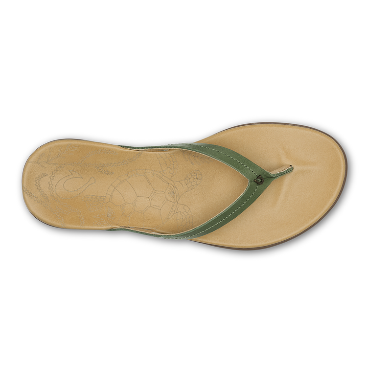 Honu Women's Leather Sandals - Green Olive / Golden Sand | OluKai