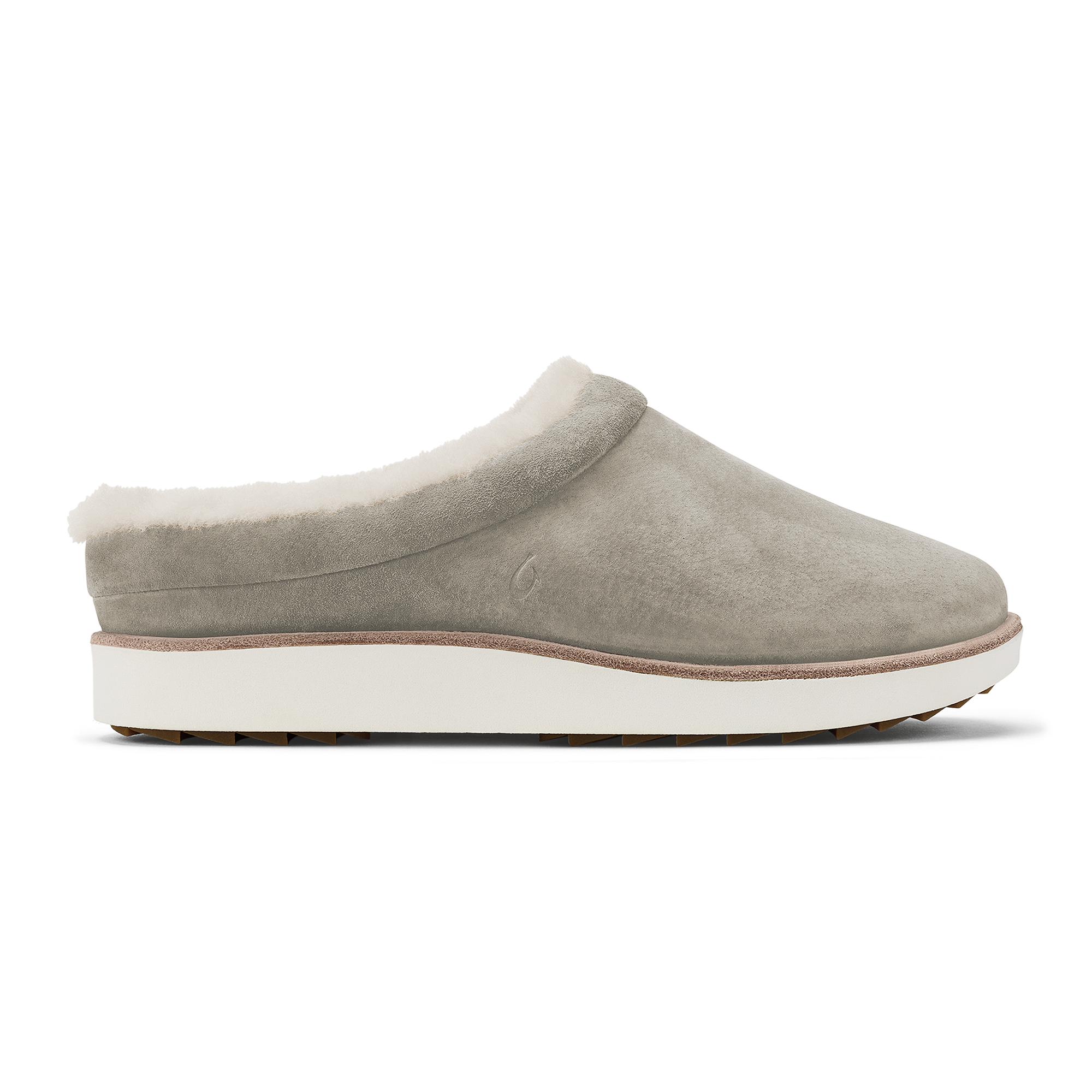 OluKai Gray Felt Slip-On Mules with Navy Sole Mani-Taupe Grey / Golden Sand | OluKai main image 3