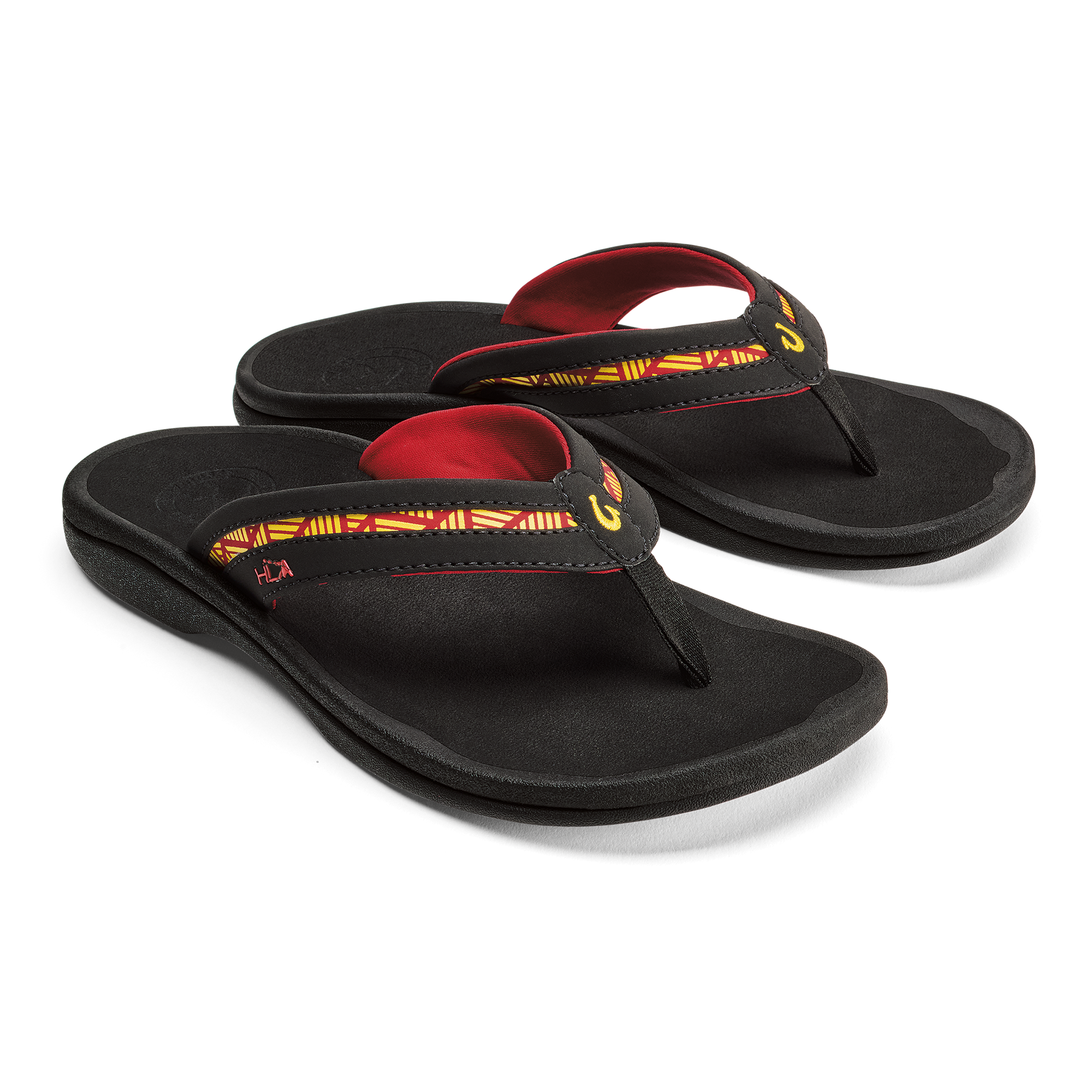 OluKai \'Awiki \'Olu - Black / HLA - Men\'s Slip-On Slide Sandals, Black w/Red (M9) Ohana Palua - Lava Rock / HLA | OluKai main image 2