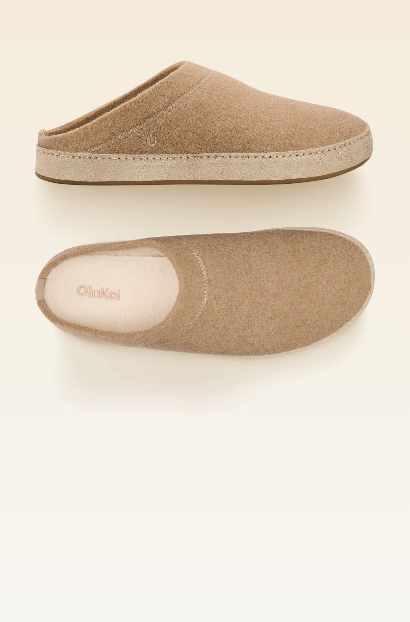 Hāmani Hulu Men's Wool Mule Slippers - Oatmeal | OluKai