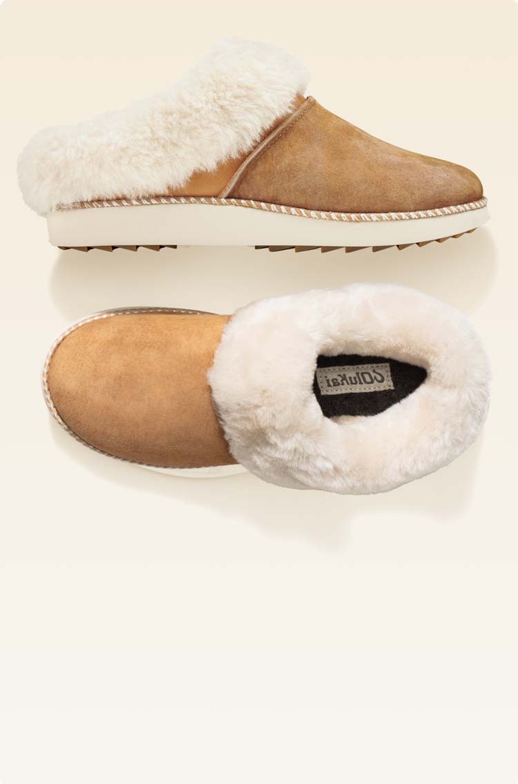 Supple full-grain leather and plush, 100% genuine shearling make this slipper the comfiest one you'll ever wear. 