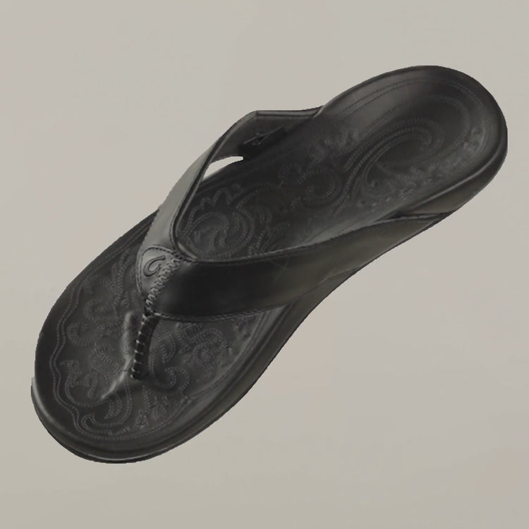 Mekila Men's Full-Grain Leather Beach Sandals - Black | OluKai