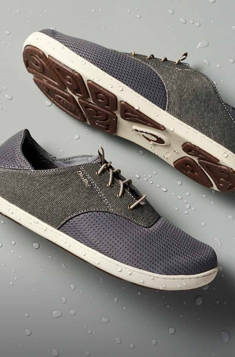 Nohea Moku Men's Boat Shoes Charcoal Clay OluKai